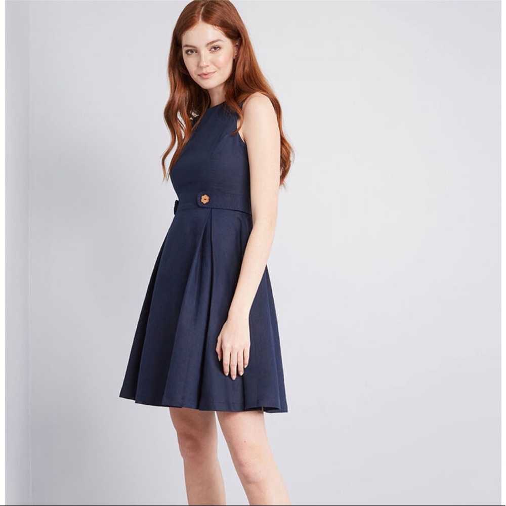 Modcloth Something Sixties Navy Blue Dress